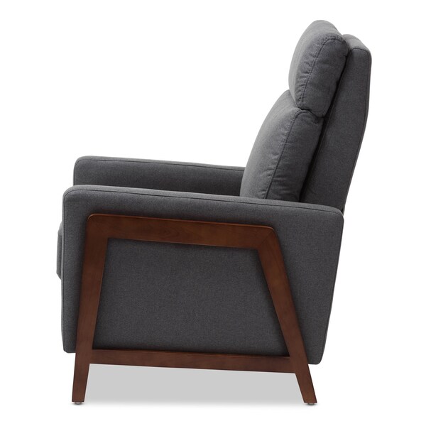 Baxton Studio Halstein Mid-century Modern Grey Upholstered Lounge Chair - 143-8139