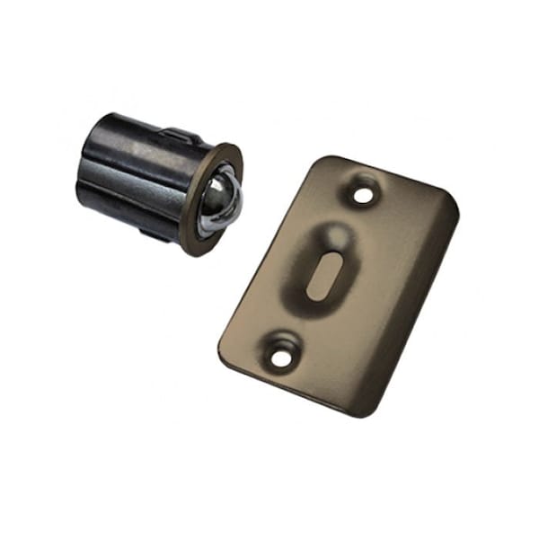 Cal-Royal Adjustable Drive-In Ball Catch Full Lip Strike, 1-3/8 x 2-1/4 Round Corner Strike, US15A Satin - DIB1-15A