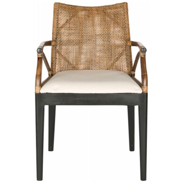 Safavieh Gianni Arm Chair- Brown- White Cushion - 32.25 x 23.5 x 21.5 in. - SEA4011A