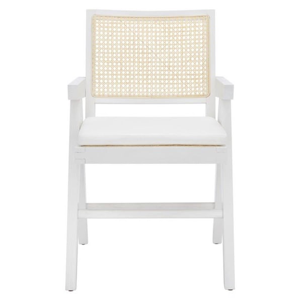 Safavieh 20.8 x 23.1 x 33.5 in. Colette Rattan Armchair, White & Natural - SFV4136C