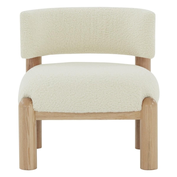 Safavieh 25.8 x 25.8 x 28 in. Rosabryna Faux Shearling Accent Chair - Ivory & Natural - SFV5074A