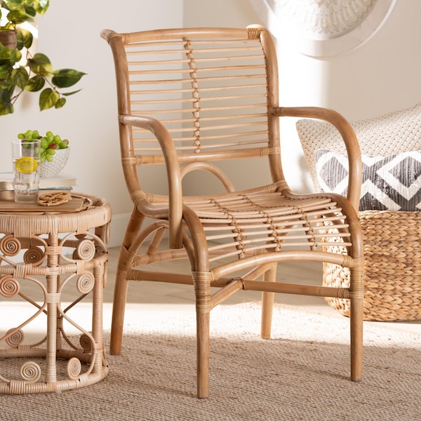 Bali & Pari Seminyak Modern Bohemian Natural Rattan Lounge Chair - 235-13344-ZORO