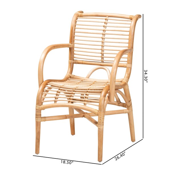 Bali & Pari Seminyak Modern Bohemian Natural Rattan Lounge Chair - 235-13344-ZORO