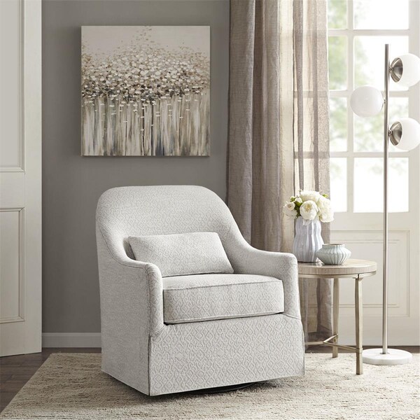 Madison Park Ivory & Black Theo Swivel Glider Chair - MP103-0856