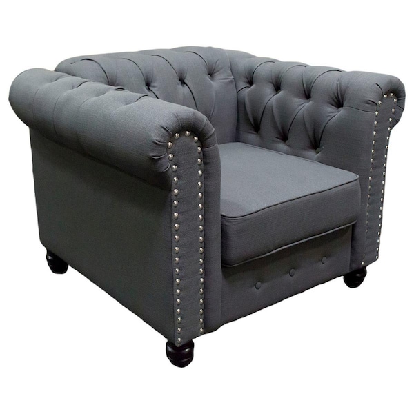 Kd Gabinetes Venice Upholstered Living Arm Chair, Charcoal - KD2814192