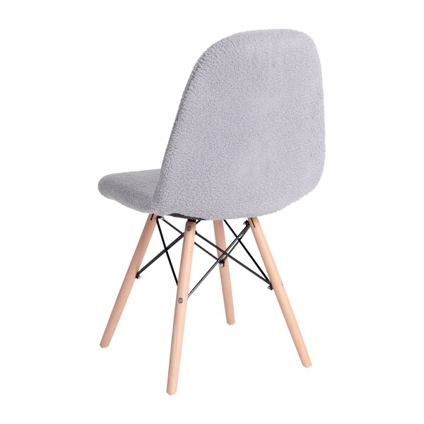 Flash Furniture 2 Pack Gray Faux Sherpa Chairs with Wood Legs, 2PK - DL-10-GY-2-GG