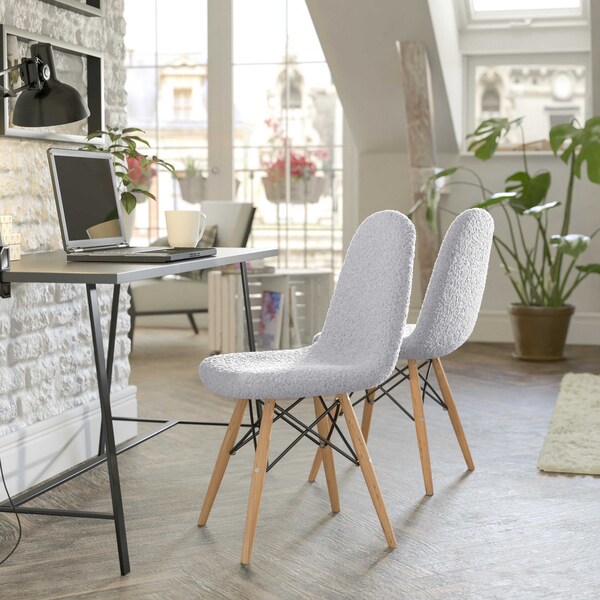 Flash Furniture 2 Pack Gray Faux Sherpa Chairs with Wood Legs, 2PK - DL-10-GY-2-GG