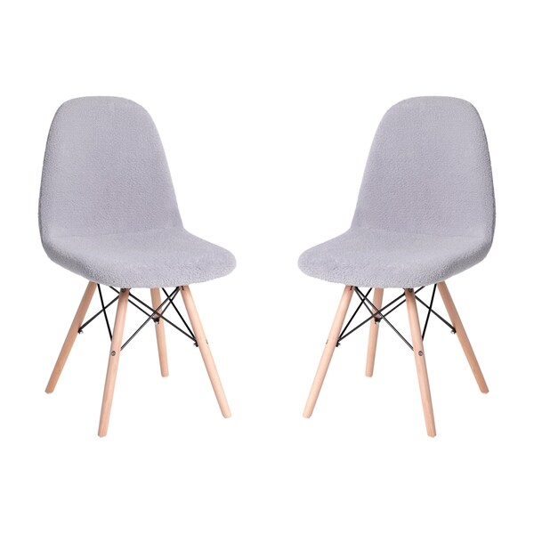 Flash Furniture 2 Pack Gray Faux Sherpa Chairs with Wood Legs, 2PK - DL-10-GY-2-GG
