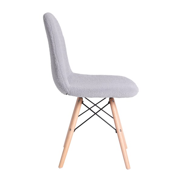 Flash Furniture 2 Pack Gray Faux Sherpa Chairs with Wood Legs, 2PK - DL-10-GY-2-GG