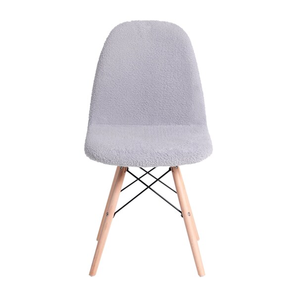 Flash Furniture 2 Pack Gray Faux Sherpa Chairs with Wood Legs, 2PK - DL-10-GY-2-GG