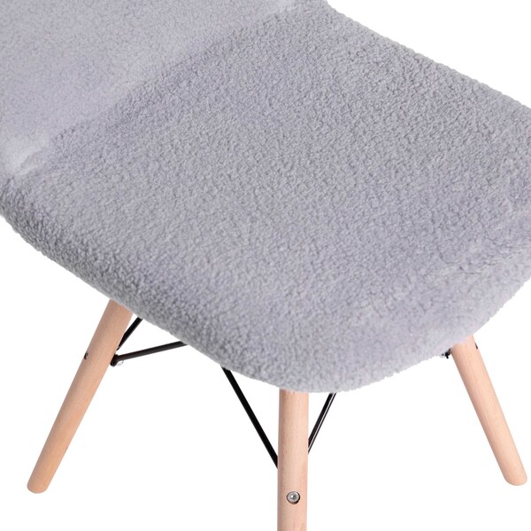 Flash Furniture 2 Pack Gray Faux Sherpa Chairs with Wood Legs, 2PK - DL-10-GY-2-GG