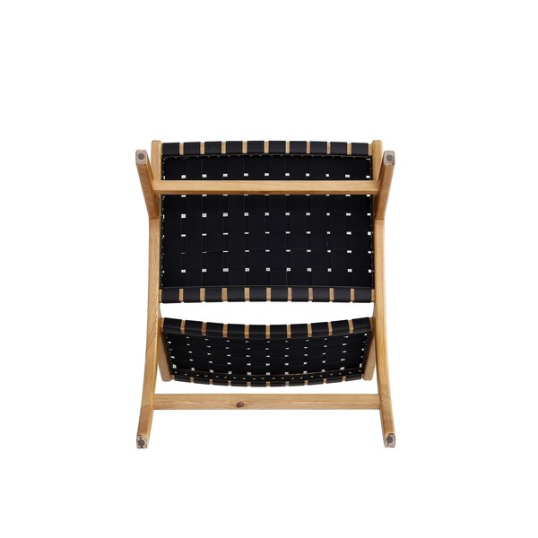 Manhattan Comfort Maintenon Leatherette Accent Chair in Black with Nature Feet - ACCA03-NA