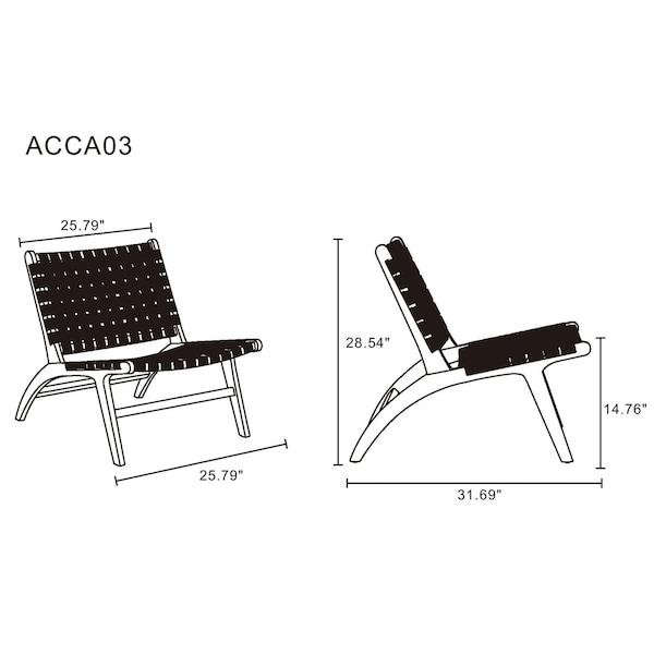 Manhattan Comfort Maintenon Leatherette Accent Chair in Black with Nature Feet - ACCA03-NA