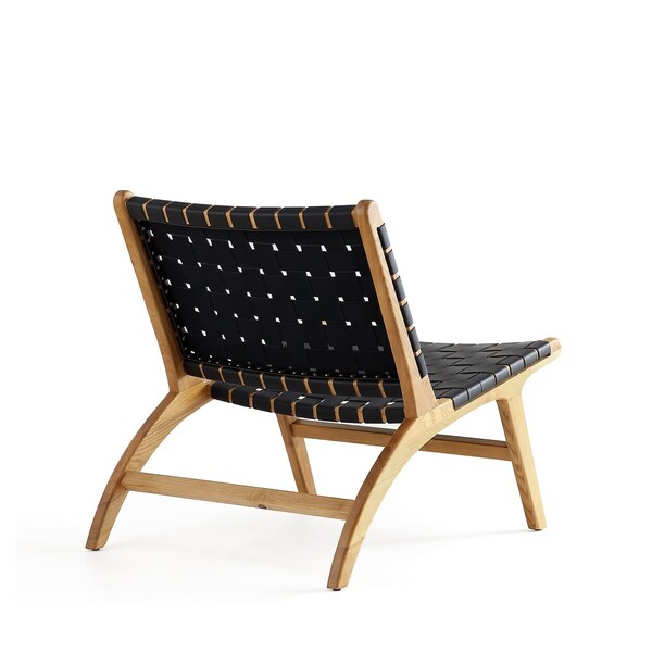 Manhattan Comfort Maintenon Leatherette Accent Chair in Black with Nature Feet - ACCA03-NA