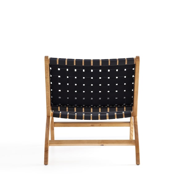 Manhattan Comfort Maintenon Leatherette Accent Chair in Black with Nature Feet - ACCA03-NA