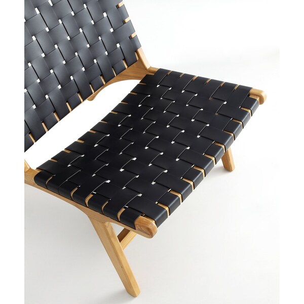 Manhattan Comfort Maintenon Leatherette Accent Chair in Black with Nature Feet - ACCA03-NA