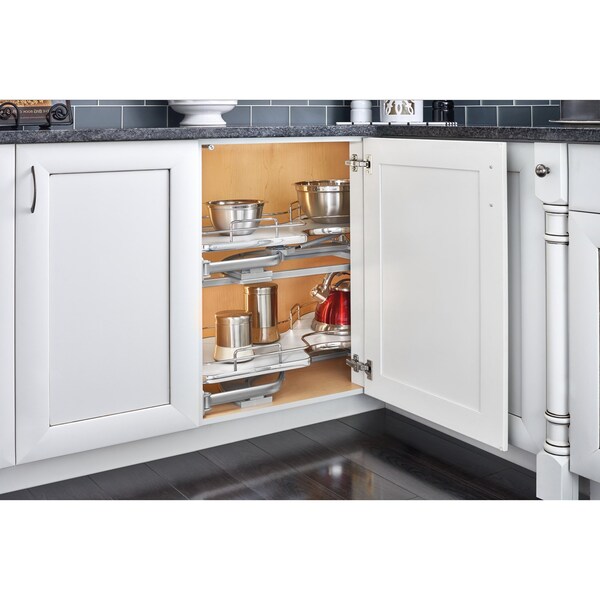 Rev-A-Shelf Steel, Gray, 37.6 in W, 24.5 in H, 21.56 in D, 21.55 in L, Gray - 5372-18-GR-L