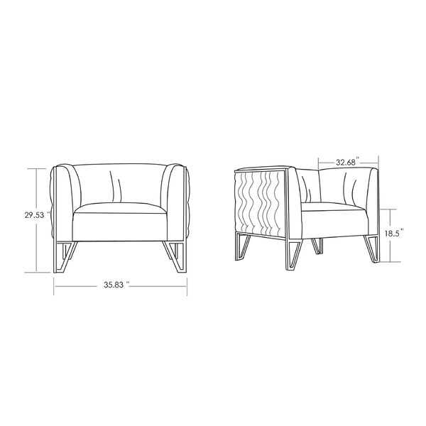 Manhattan Comfort Vector Sofa and Armchair Set of 2 in Grey and Gold - 2-SS548-GY