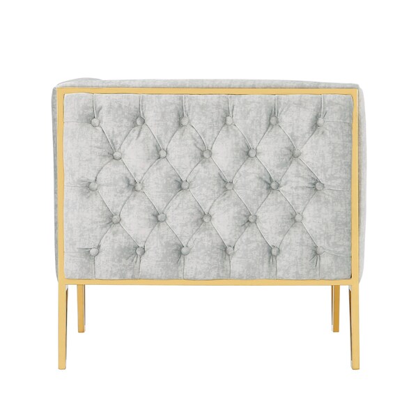 Manhattan Comfort Vector Sofa and Armchair Set of 2 in Grey and Gold - 2-SS548-GY