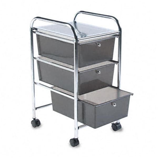 Workstationpro Portable Three-Drawer Organizer Chrome Metal Frame/Smoke Drawers - TH40495
