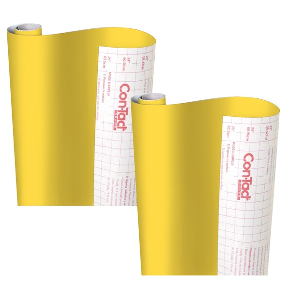 Con-Tact Brand Creative Covering Adhesive Covering, Yellow, 18'' x 16 ft., 2PK - 16F-C9AH22-06