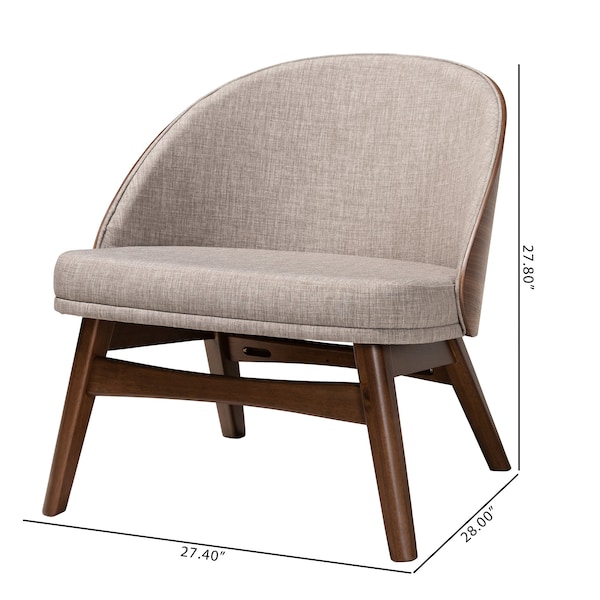Baxton Studio Lovella MidCentury Modern Grey Fabric and Walnut Brown Finished Wood 2Piece Accent Chair Set, PR - 225-2PC-12949-ZORO