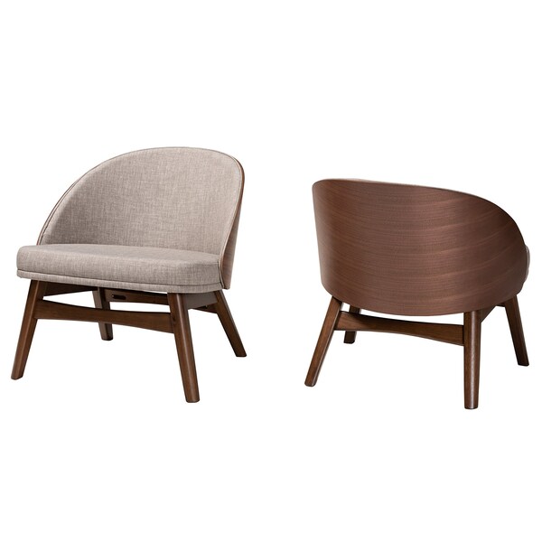 Baxton Studio Lovella MidCentury Modern Grey Fabric and Walnut Brown Finished Wood 2Piece Accent Chair Set, PR - 225-2PC-12949-ZORO