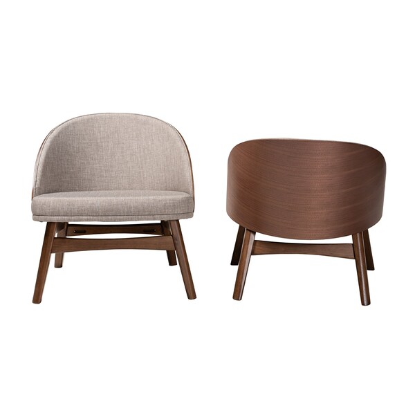 Baxton Studio Lovella MidCentury Modern Grey Fabric and Walnut Brown Finished Wood 2Piece Accent Chair Set, PR - 225-2PC-12949-ZORO
