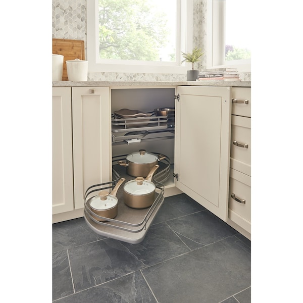 Rev-A-Shelf Steel, Orion Gray, 33 in W, 24.5 in H, 21.85 in D, 21.85 in L, Orion Gray - 5372-15-FOG-L