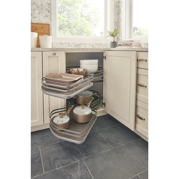 Rev-A-Shelf Steel, Orion Gray, 33 in W, 24.5 in H, 21.85 in D, 21.85 in L, Orion Gray - 5372-15-FOG-L