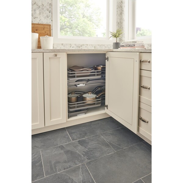 Rev-A-Shelf Steel, Orion Gray, 33 in W, 24.5 in H, 21.85 in D, 21.85 in L, Orion Gray - 5372-15-FOG-L