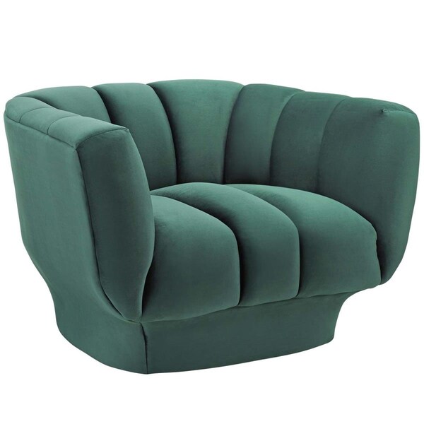 Modway Furniture Modway  Entertain Vertical Channel Tufted Performance Velvet Armchair, Green - EEI-3352-GRN