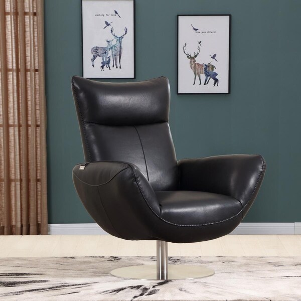 Kd Estanteria Contemporary Leather Lounge Chair, Black - 43 in. - KD3717832
