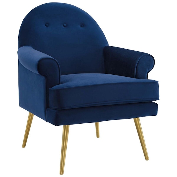 Modway Furniture Revive Tufted Button Accent Performance Velvet Armchair, Navy - EEI-3412-NAV