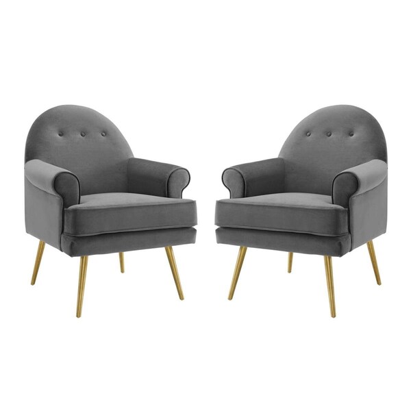 Modway Furniture Revive Armchair for Performance Velvet, Gray - Set of 2 - EEI-4295-GRY