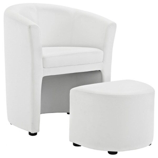 East End Imports Divulge Wood Armchair and Ottoman- White - EEI-1407-WHI