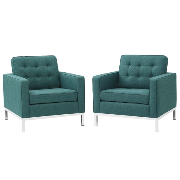 Modway Furniture Loft Armchairs Upholstered Fabric - Teal, 2PK - EEI-2440-TEA-SET