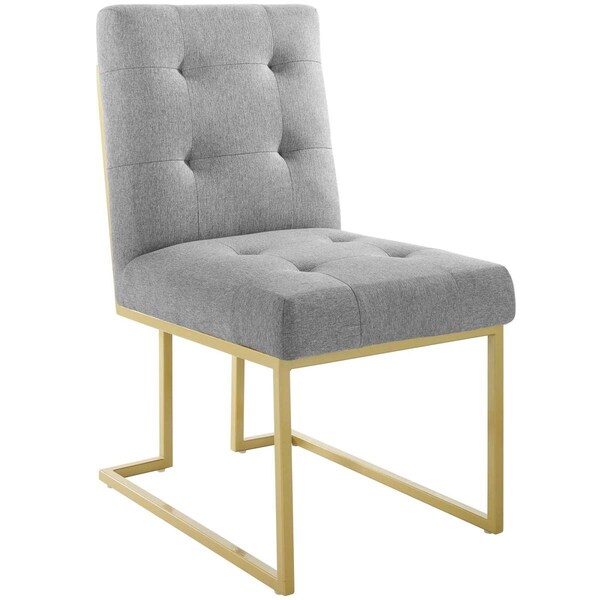 Modway Furniture Privy Gold Stainless Steel Upholstered Fabric Dining Accent Chair, Gold Light Gray - EEI-3743-GLD-LGR