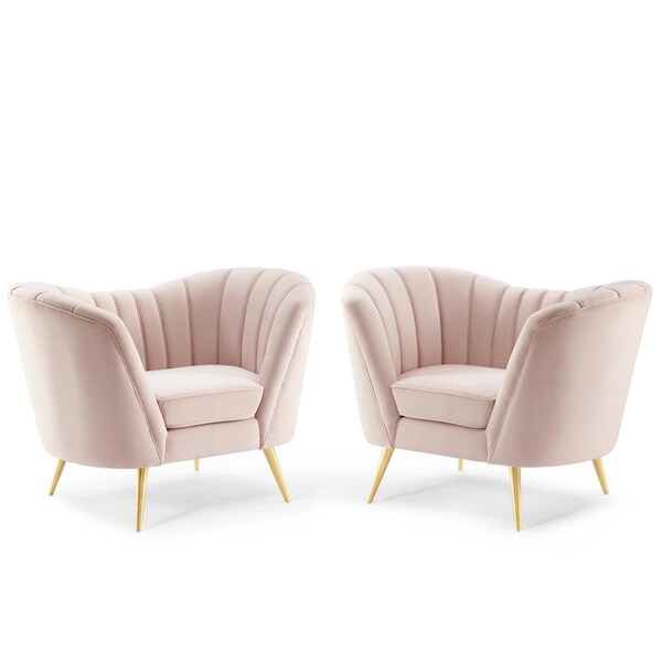 Modway Furniture Opportunity Performance Velvet Armchair, Pink - Set of 2 - EEI-4088-PNK