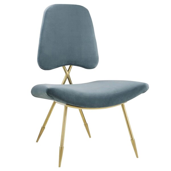 Modway Furniture Ponder Upholstered Velvet Lounge Chair - Sea Blue, 37 x 26.5 x 25.5 in. - EEI-2809-SEA