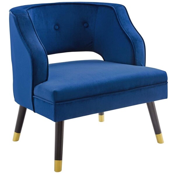 Modway Furniture Traipse Button Tufted Open Back Performance Velvet Armchair, Navy - EEI-3579-NAV