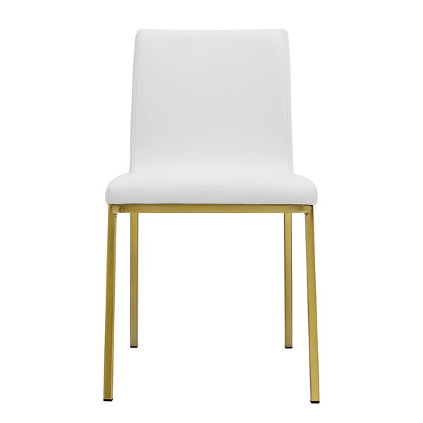 Gfancy Fixtures Minimalist Faux Faux Leather & Gold Chairs, White, 2PK - GF3103514