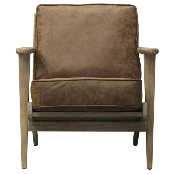 Npd Albert PU Leather Accent Chair with Brushed Smoke Frame, Nubuck Chocolate - 3900024