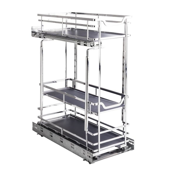 Hardware Resources 8" Polished Chrome STORAGE WITH STYLE Metal "No Wiggle" Base Pullout, Preassembled - SWS-BPO8PC