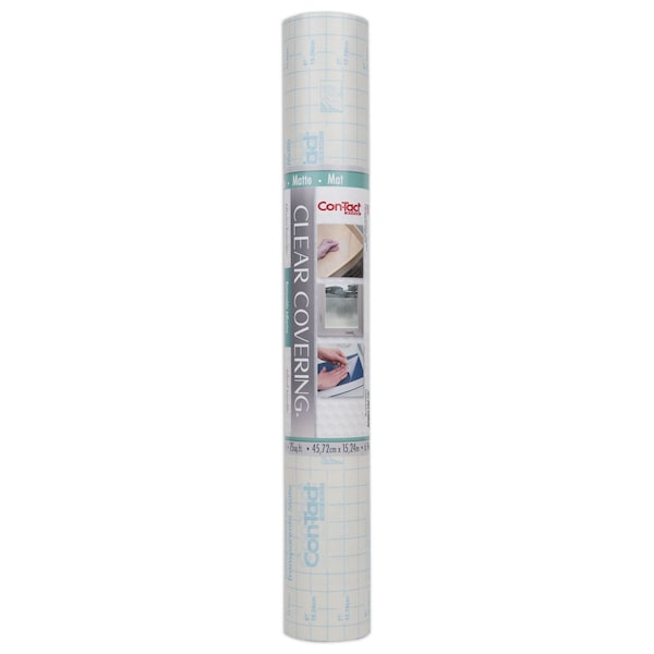 Con-Tact Brand Clear Cover Adhesive Covering, Clear, 18'' x 50 ft., Matte - 50F-C9AC16-06