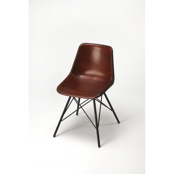Gfancy Fixtures 31.5 x 21.25 x 20.5 in. Brown Leather Side Chair - GF3093614