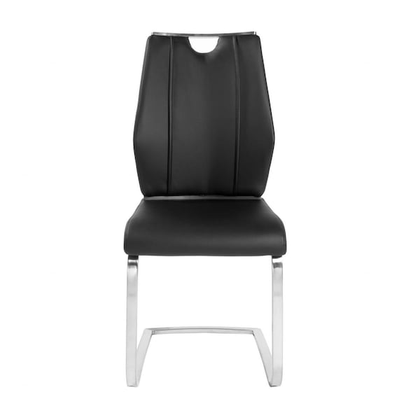 Homeroots Faux Leather Cantilever Chairs, Black, 2PK - 400711