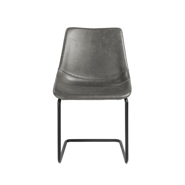 Gfancy Fixtures Faux Faux Leather Black Cantilever Chairs, Gray, 2PK - GF3096559