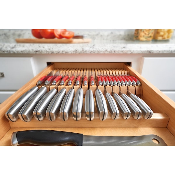 Rev-A-Shelf Drawer Insert, Maple Wood, Natural Maple, 18.5 in W, 2 in H, 22 in D - 4WDKB-1