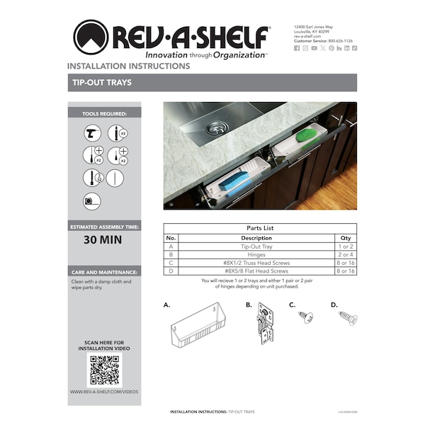 Rev-A-Shelf Polystyrene, White, 24 in W, 3.81 in H, 2.13 in D, 2.13 in L, White - LD-6591-24-11-1